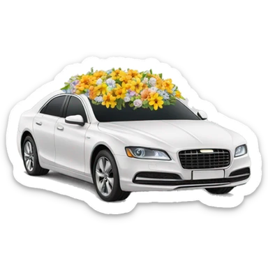 Luxury car with flowers in the trunk  sticker