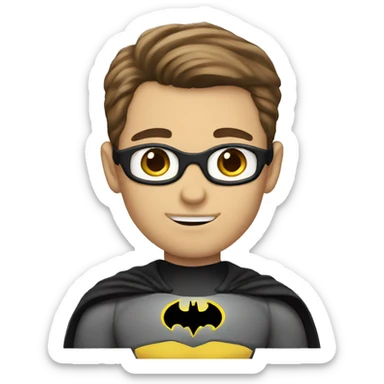 batman geek with brown hair and light skin sticker