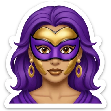 mask wearing woman robber purple with big earrings sticker