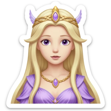 Freya, Goddess of Love from Gods and Goddesses with long blonde hair, lilac outfit sticker