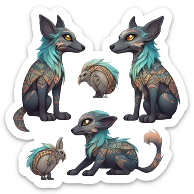 cute Kawaii edgy ethereal shy epic tribal fantasy animal fursona Fionbri creature by griffsnuff & LiLaiRa & Falvie with exotic colors with intricate patterns full body sticker