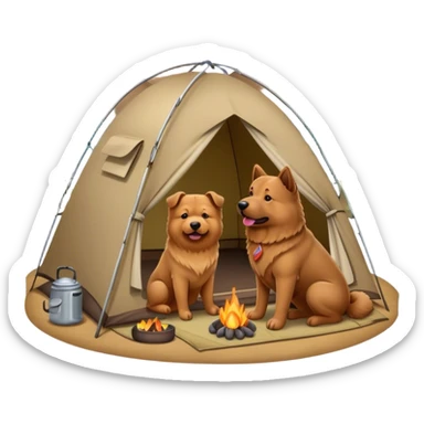 Chow and shepherd dog camping  sticker