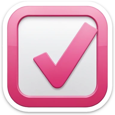 Pink check mark in a white square sticker