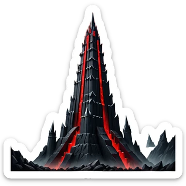 Barad Dúr from Lord of the Rings, Dark, giant Tower, with red beams shooting from the top into the sky sticker