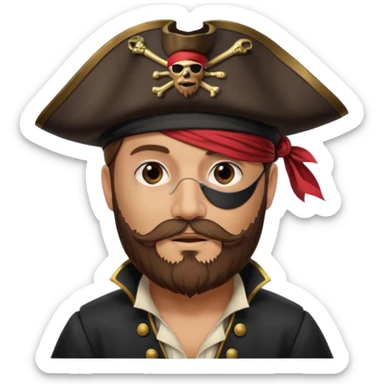 pirate captain eye pach beard sticker