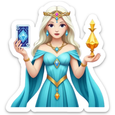 fantasy magic goddess tarot card low poly sticker