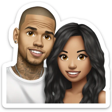 Hyper Realistic Chris Brown and beautiful Karruche Tran  sticker