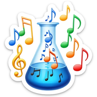 blue flask beaker with music coming out sticker