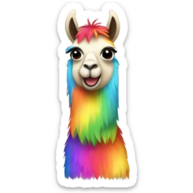 flashing rainbow llama, with head going in cir sticker