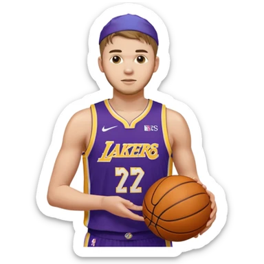 Luka doncic in Lakers uniform with basketball sticker