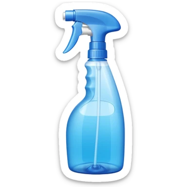 medium-sized spray bottle with curved trigger nozzle and ergonomic grip, bright translucent green or blue tones, multipurpose cleaner for kitchen or home use, no label, no extras, soft lighting, subtle shadows, emoji scale sticker