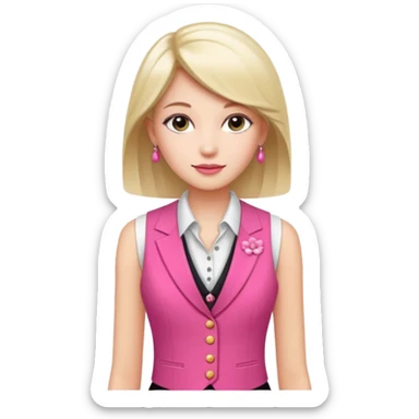 a stylish women’s vest, sleeveless, elegant and decorative design, in a bright pink color with small cute details, feminine and fancy look, no background sticker