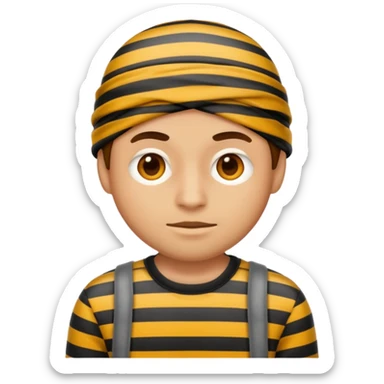 A theif robber emoji,Stripped shirt. sticker