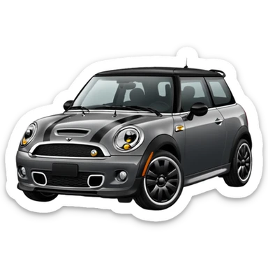 Mini cooper S emoji. Dark gray or black sticker