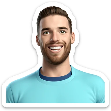 smiling boy in blue shirt sticker