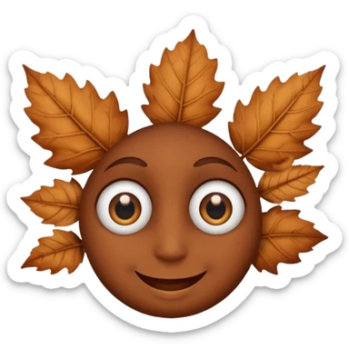 single comic dryleaf with eyes and a smile in brown less face sticker