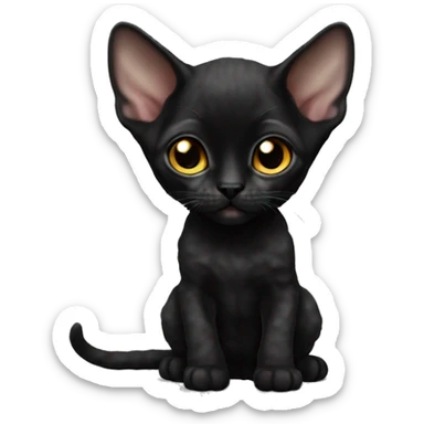 Black Devon Rex kitten sticker