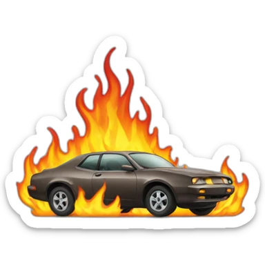 car with fire  sticker