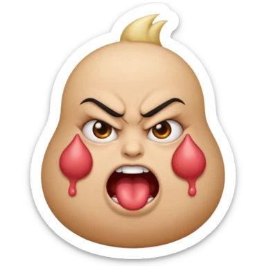 angry emoji with huge boobs and nipple piercing emoji sticker