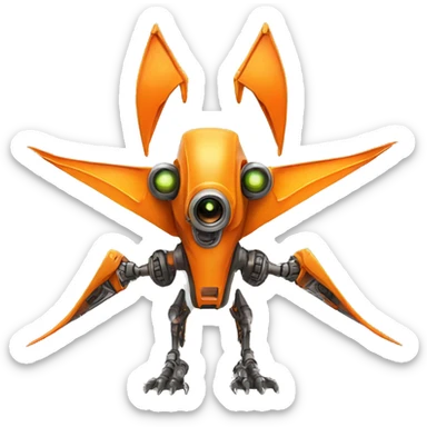 orange pterodactyl robot mechanical with one eye sticker