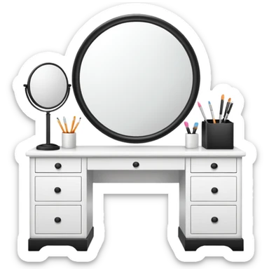 White desk with vanity mirror (no person) sticker