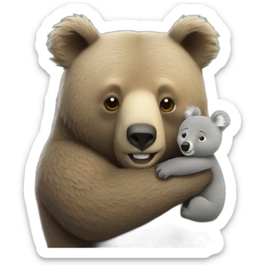 grizzly bear hugging a koala sticker