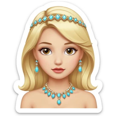 fancy blonde hair girl with makeup and jewellery sticker