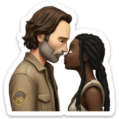 Rick Grimes kissing Michonne sticker