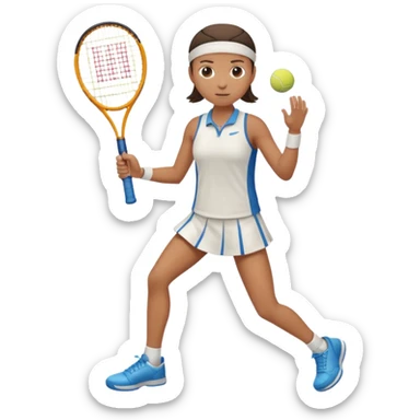 High resolution full body of a tennis player with just a one racket  sticker