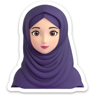 cute hijabi with white skin, brown eyes, flowy hijab sticker