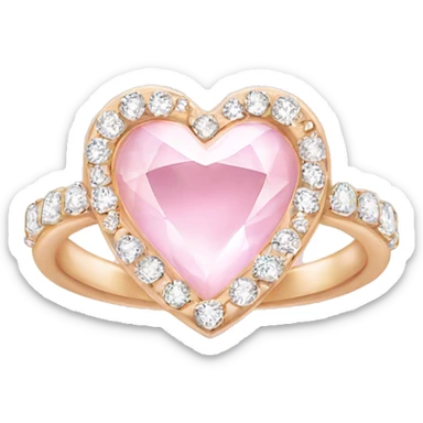 Diamond ring light pink heart sticker