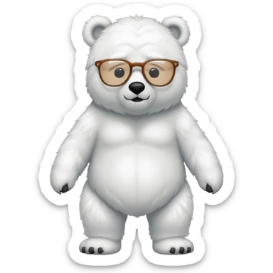 full body of polar bear wear glasses sticker