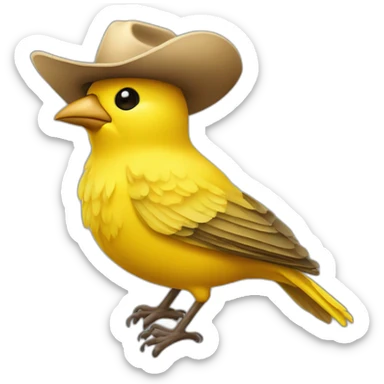 yellow canary wearing a cowboy hat sticker