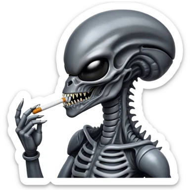 xenomorph smoking cigarette sticker