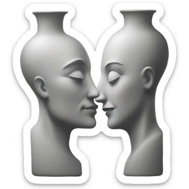 A Rubin's vase: Two faces in profile creating a vase in the space between them, a classic optical illusion. sticker