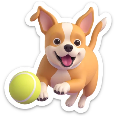 dog chasing ball in forrest, close up pose sticker