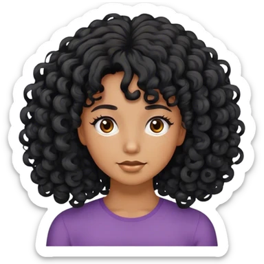 Curly black hair in a hair tie wig sticker