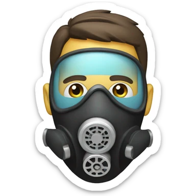 gaz mask with one central filter sticker