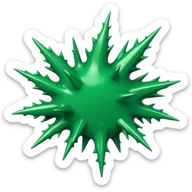 A glossy green paint splash with irregular spiky edges on a transparent background. sticker