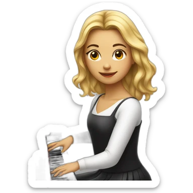 pianist girl with piano sticker