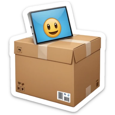 cardboard package sitting in a living room sticker