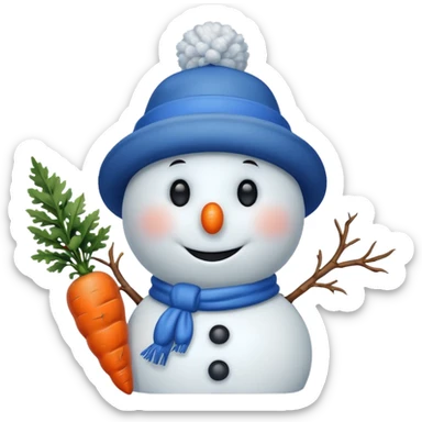 snowman wearing blue hat sticker