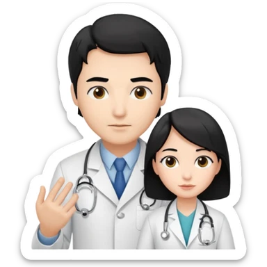 doctor black hair attending to a patient sticker