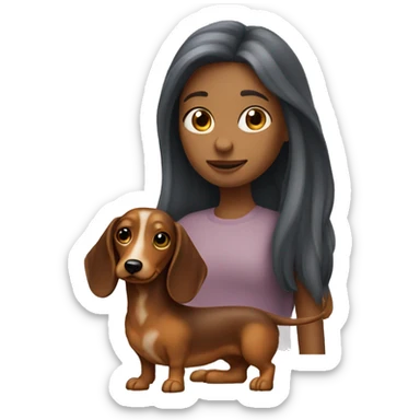 Girl with long haired dapple wiener dog sticker