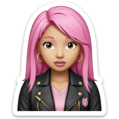 Nicki Minaj pink hair wear leather jacket sticker