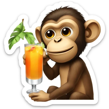 monkey drinking cocktail sticker