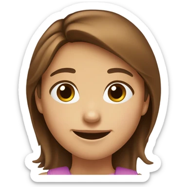 generate a emoji of a cute girl with brown hair and brown eyes, she is an adolescence girl, and is really cute sticker