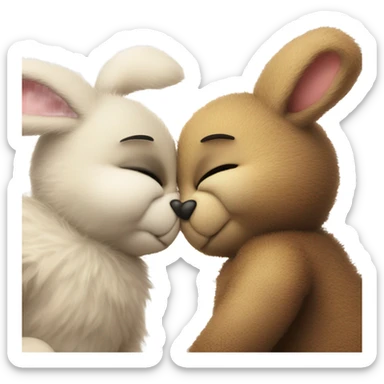 bunny and teddy bear kissing sticker