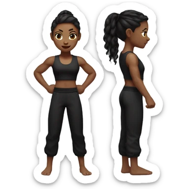 Muscular Girl in Black Tank Top and Black Karate Pants sticker