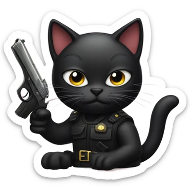 Black cat with gun sticker